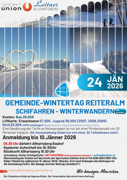 Gemeinde-Wintertag Reiteralm SportUnion Allhartsberg 2026