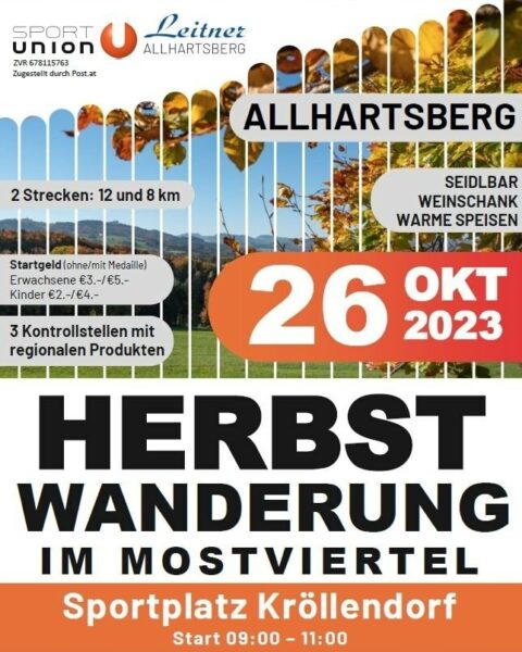 Plakat Herbstwanderung 26 Oktober Allhartsberg